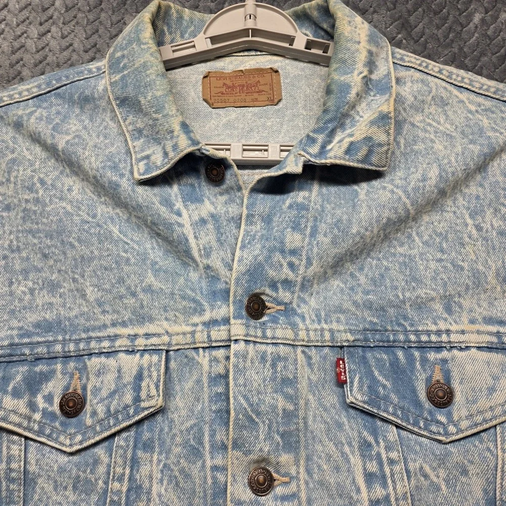Vtg Levi's 70507-0208 Denim Jacket Acid Wash Trucker Men's XL Made in USA 80s 90